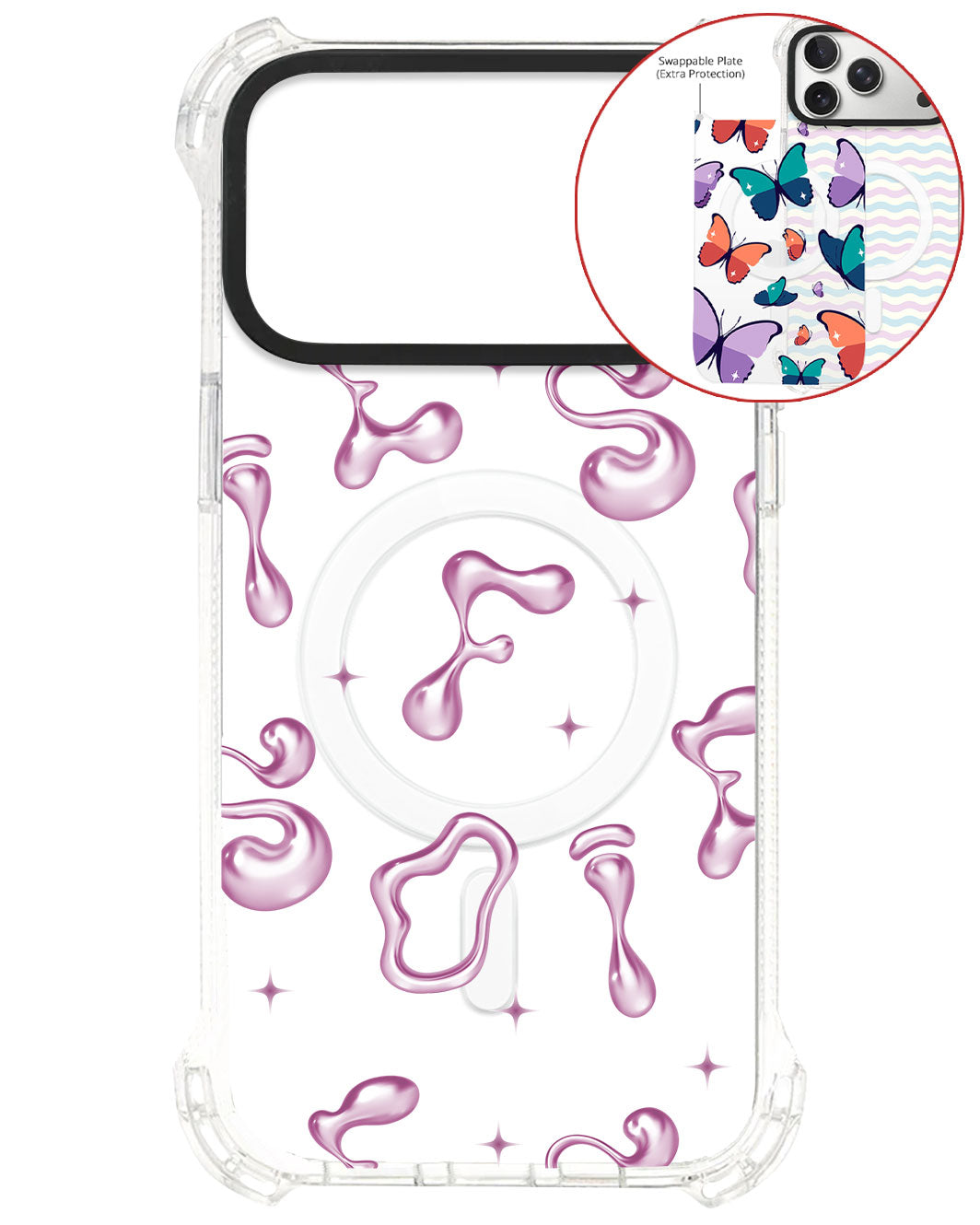 Magsafe Swappable Plate - Pink Chrome Monogram