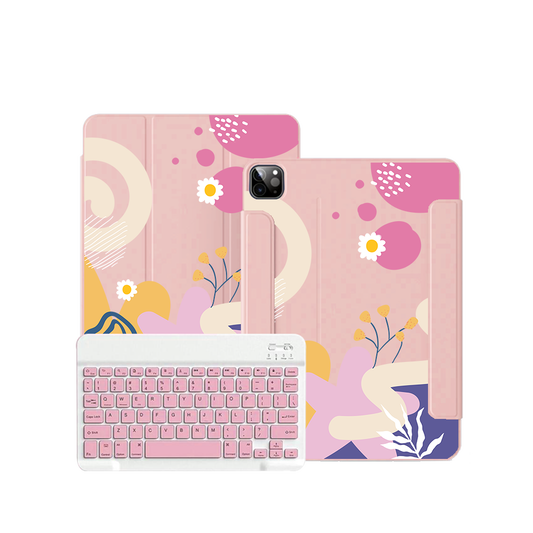 iPad / Android Tab Wireless Keyboard Flipcover - Abstract Flower 3.0