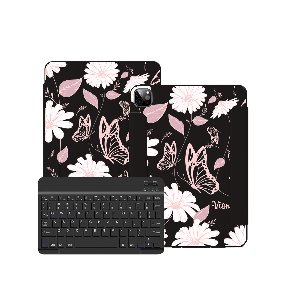 iPad / Android Tab Wireless Keyboard Flipcover - Butterfly Daisy