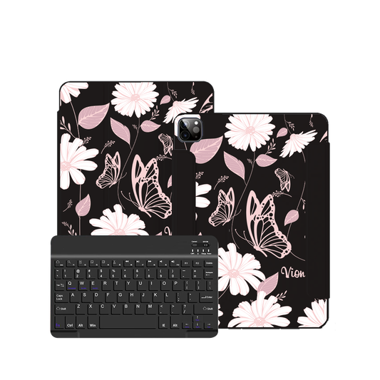 iPad / Android Tab Wireless Keyboard Flipcover - Butterfly Daisy