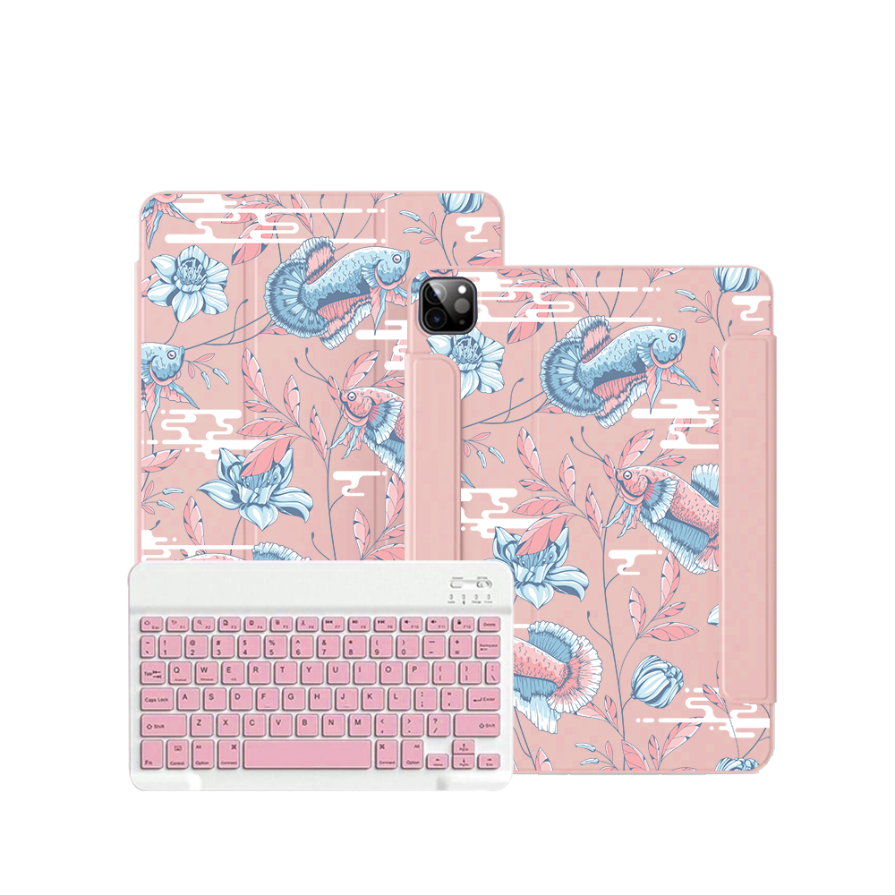 iPad / Android Tab Wireless Keyboard Flipcover - Fish & Floral 3.0