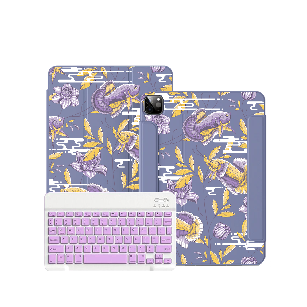 iPad / Android Tab Wireless Keyboard Flipcover - Fish & Floral 5.0