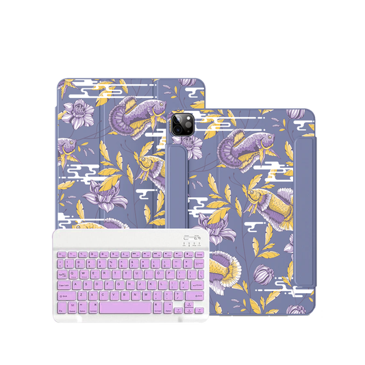 iPad / Android Tab Wireless Keyboard Flipcover - Fish & Floral 5.0