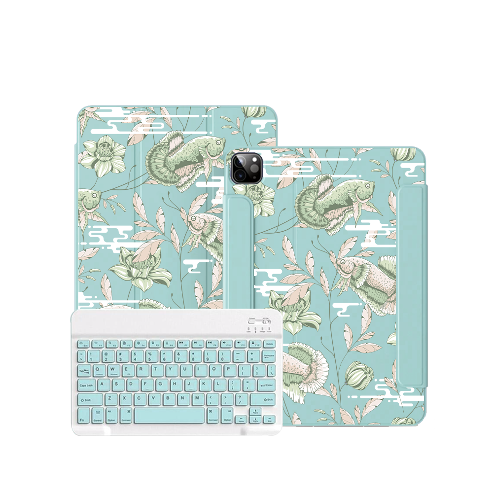 iPad / Android Tab Wireless Keyboard Flipcover - Fish & Floral 6.0