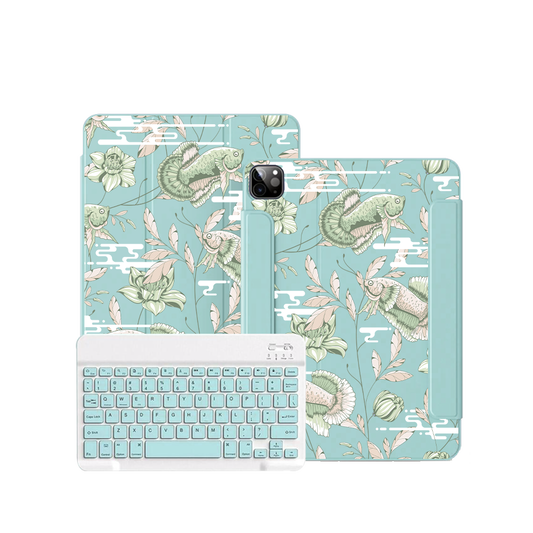 iPad / Android Tab Wireless Keyboard Flipcover - Fish & Floral 6.0