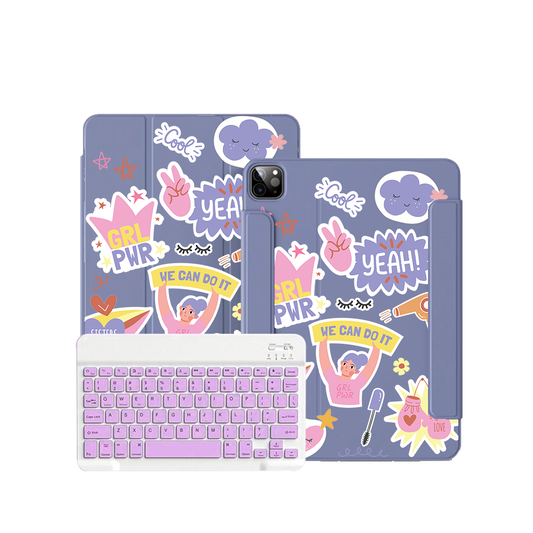 iPad / Android Tab Wireless Keyboard Flipcover - Girl Power Sticker Pack