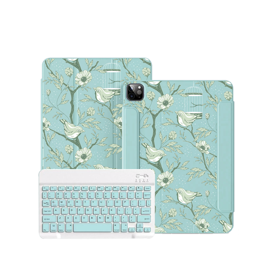 iPad / Android Tab Wireless Keyboard Flipcover - Lovebird Monochrome 4.0