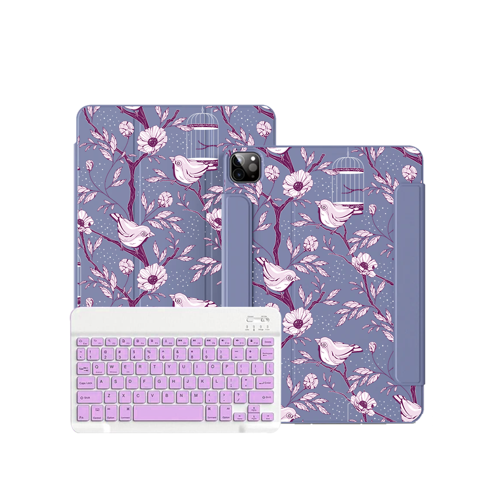 iPad / Android Tab Wireless Keyboard Flipcover - Lovebird Monochrome 5.0