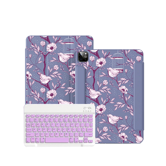 iPad / Android Tab Wireless Keyboard Flipcover - Lovebird Monochrome 5.0