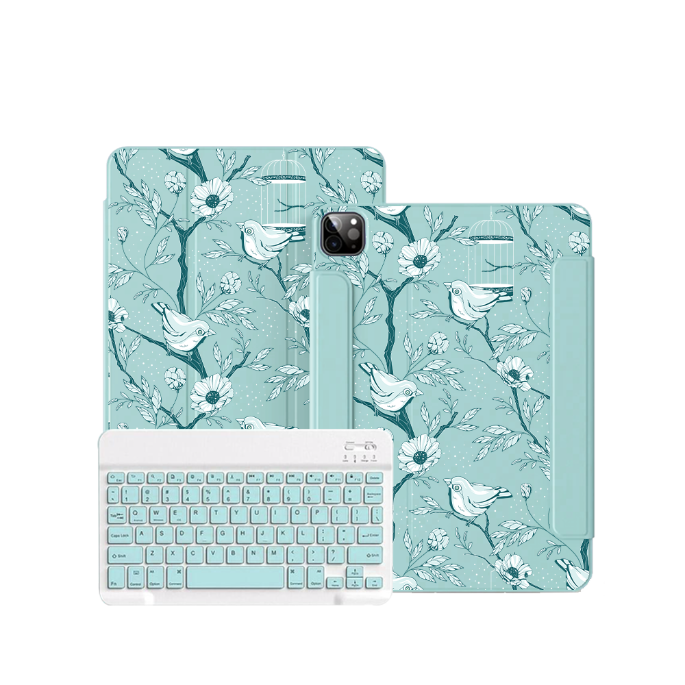 iPad / Android Tab Wireless Keyboard Flipcover - Lovebird Monochrome 6.0