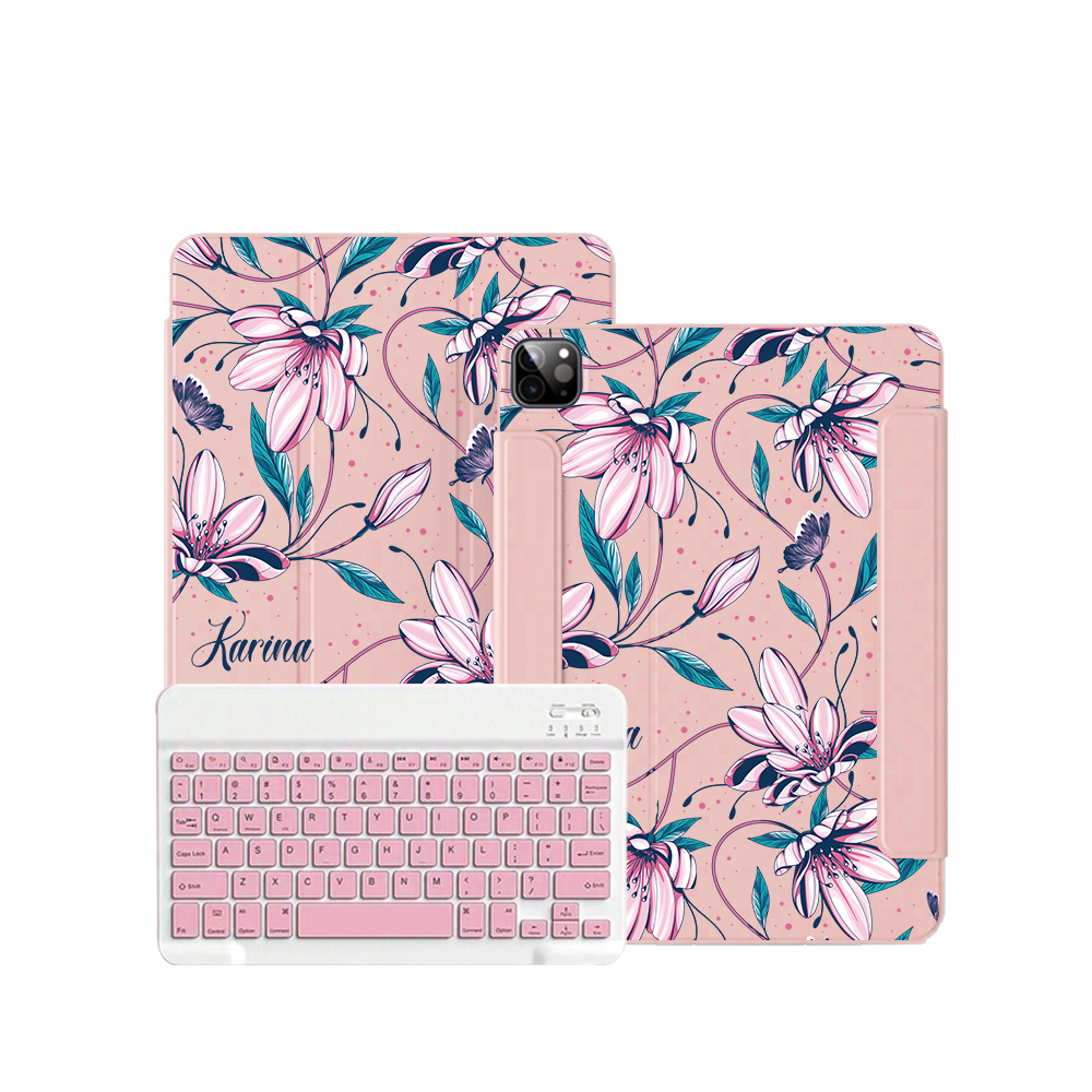 iPad / Android Tab Wireless Keyboard Flipcover - Pink Tulip