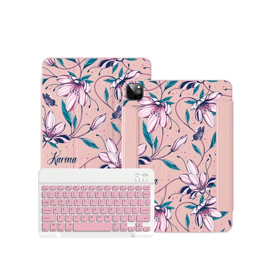 iPad / Android Tab Wireless Keyboard Flipcover - Pink Tulip