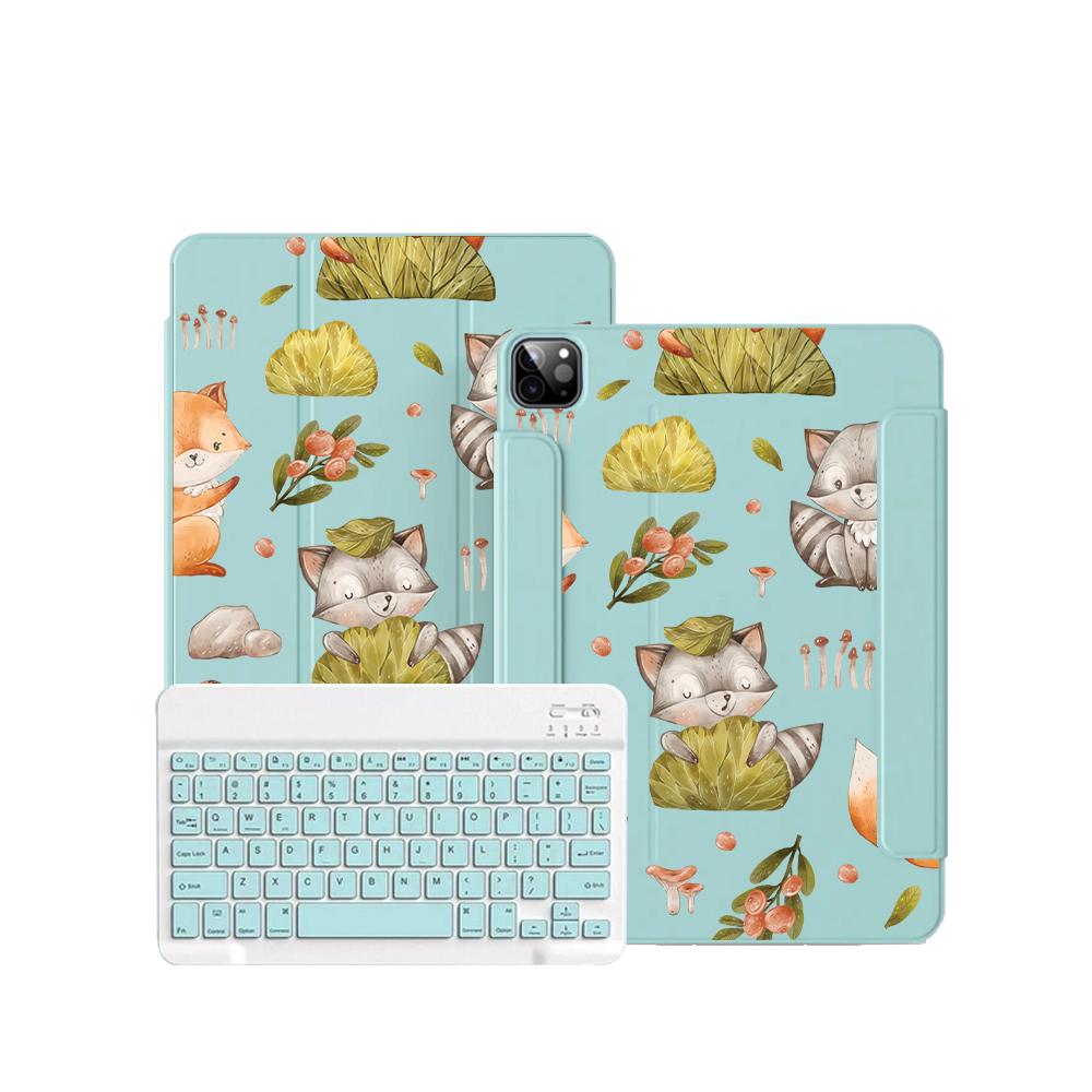 iPad / Android Tab Wireless Keyboard Flipcover - Racoon & Friends