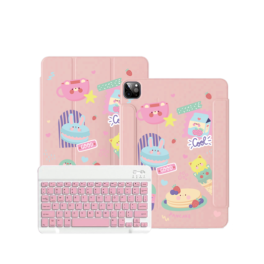 iPad / Android Tab Wireless Keyboard Flipcover - Sweet Cafe