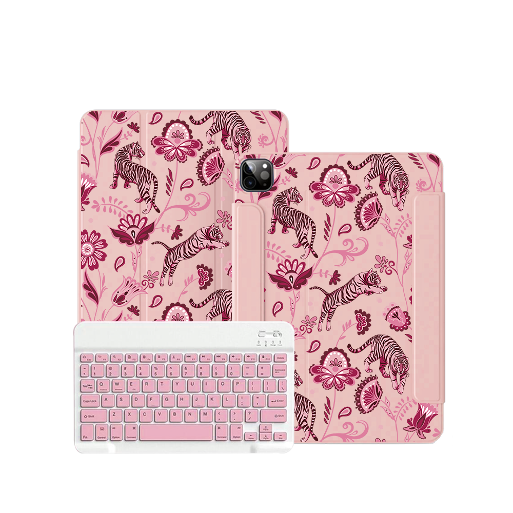 iPad / Android Tab Wireless Keyboard Flipcover - Tiger & Floral 2.0