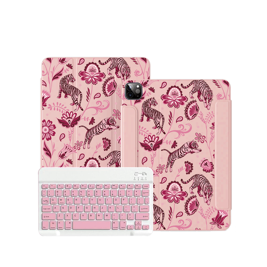 iPad Wireless Keyboard Flipcover - Tiger & Floral 2.0