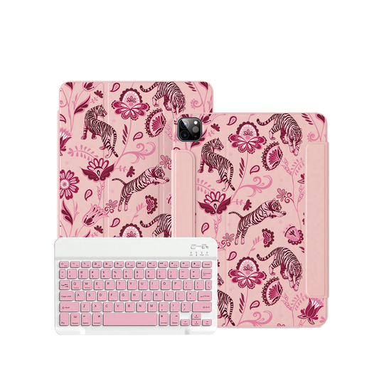 iPad / Android Tab Wireless Keyboard Flipcover - Tiger & Floral 2.0