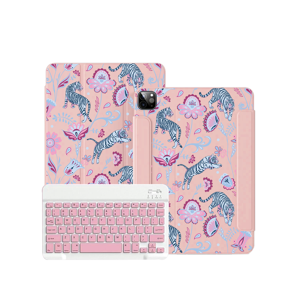 iPad / Android Tab Wireless Keyboard Flipcover - Tiger & Floral 3.0