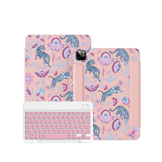 iPad Wireless Keyboard Flipcover - Tiger & Floral 3.0