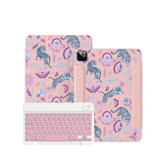 iPad / Android Tab Wireless Keyboard Flipcover - Tiger & Floral 3.0