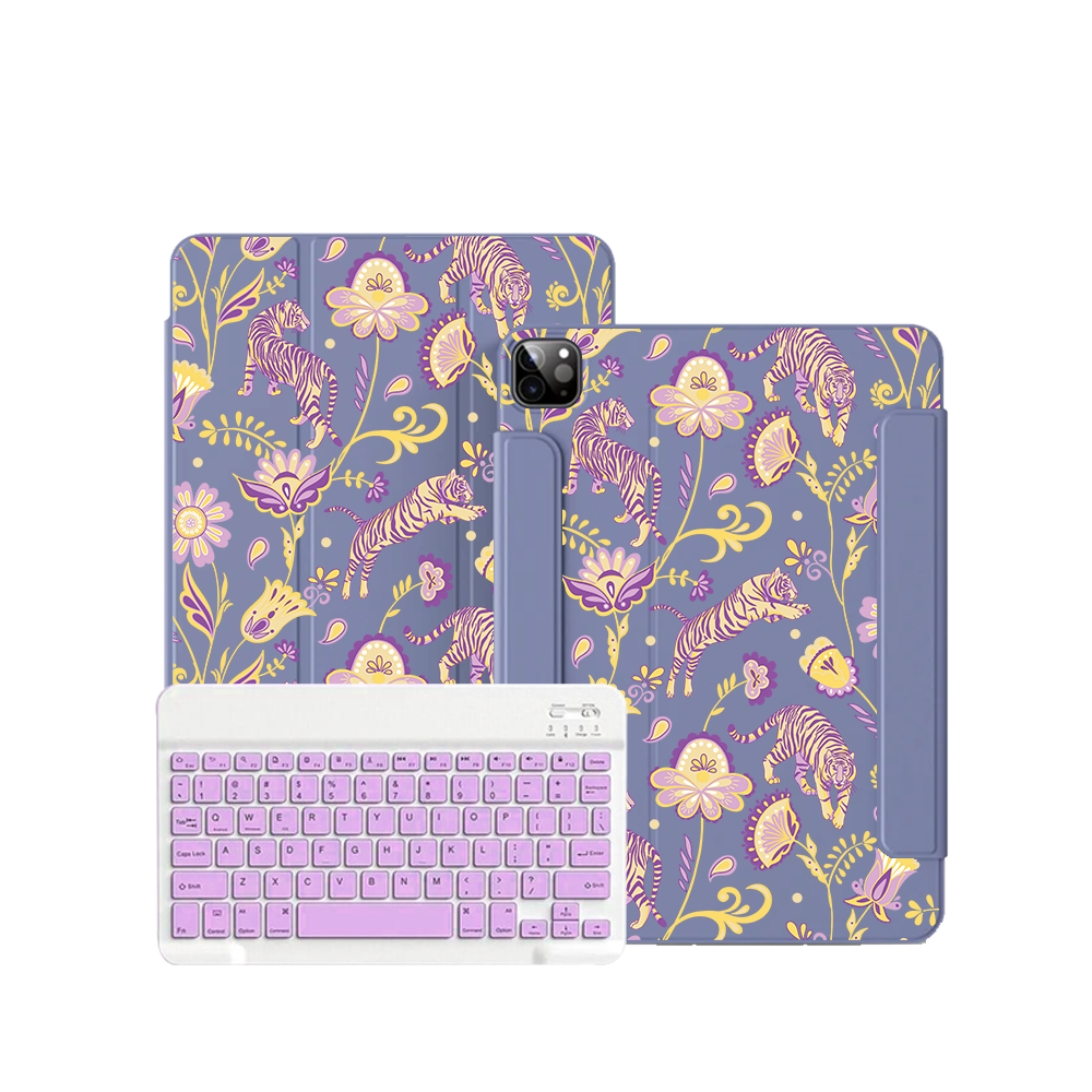 iPad / Android Tab Wireless Keyboard Flipcover - Tiger & Floral 4.0