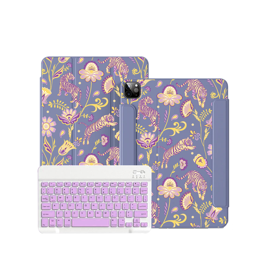 iPad Wireless Keyboard Flipcover - Tiger & Floral 4.0