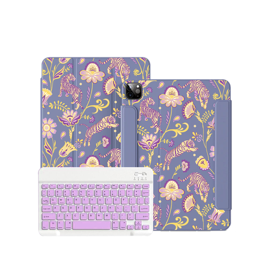 iPad / Android Tab Wireless Keyboard Flipcover - Tiger & Floral 4.0