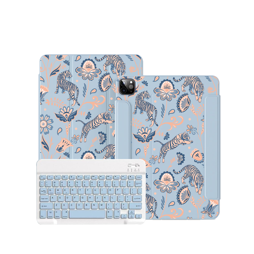 iPad / Android Tab Wireless Keyboard Flipcover - Tiger & Floral 5.0