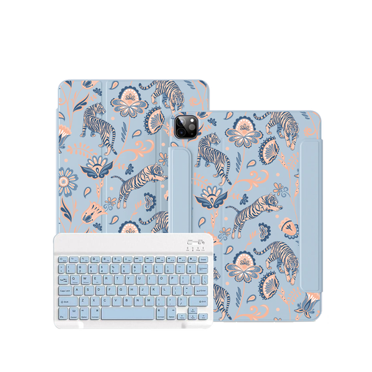 iPad Wireless Keyboard Flipcover - Tiger & Floral 5.0