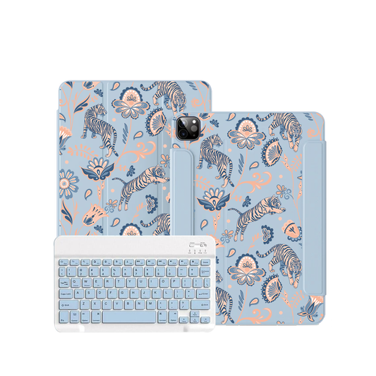 iPad / Android Tab Wireless Keyboard Flipcover - Tiger & Floral 5.0