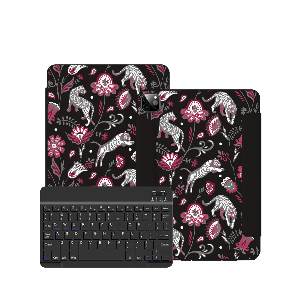 iPad / Android Tab Wireless Keyboard Flipcover - Tiger & Floral 6.0