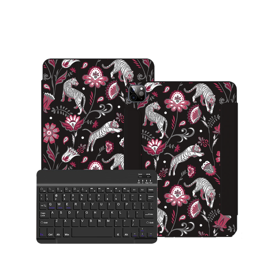 iPad Wireless Keyboard Flipcover - Tiger & Floral 6.0