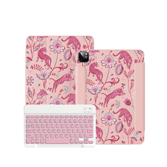 iPad Wireless Keyboard Flipcover - Tiger & Floral 7.0