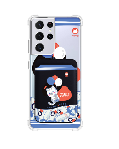 Android Magnetic Wallet Case - White Kitty
