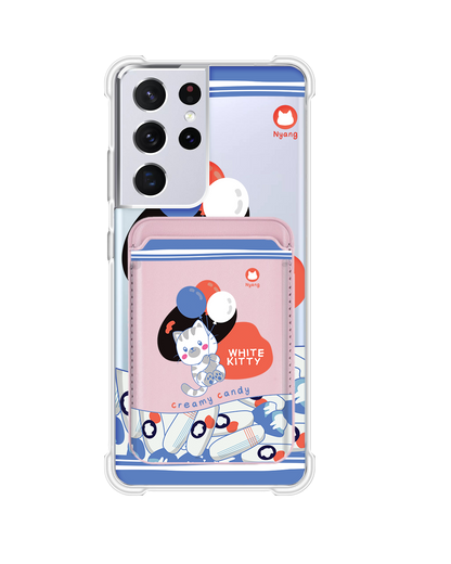 Android Magnetic Wallet Case - White Kitty