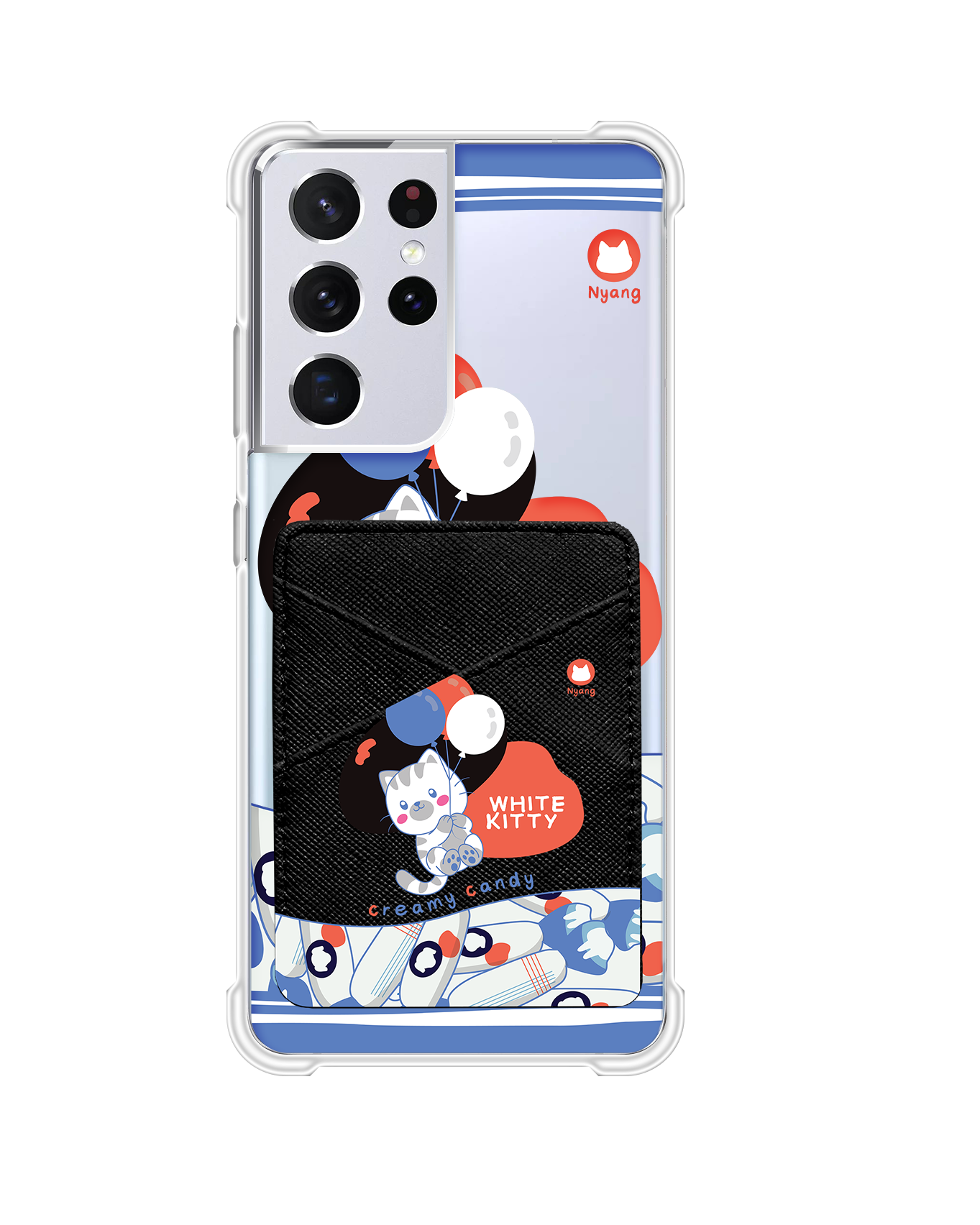 Android Phone Wallet Case - White Kitty