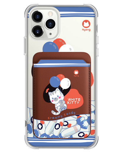 iPhone Magnetic Wallet Case - White Kitty