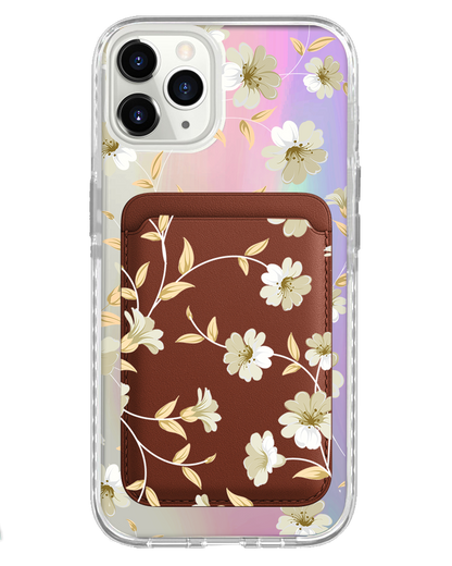 iPhone Magnetic Wallet Holo Case - White Magnolia