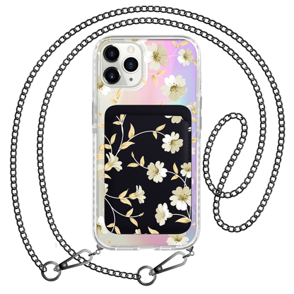 iPhone Magnetic Wallet Holo Case - White Magnolia