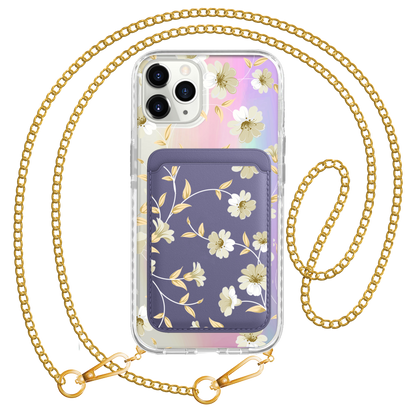 iPhone Magnetic Wallet Holo Case - White Magnolia