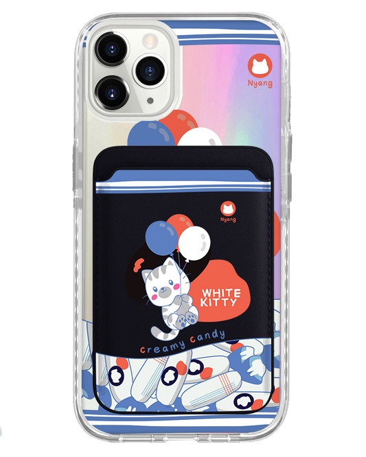 iPhone Magnetic Wallet Holo Case - White Kitty