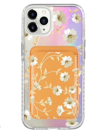 iPhone Magnetic Wallet Holo Case - White Magnolia