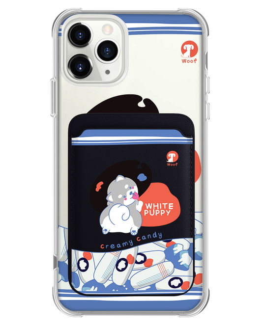 iPhone Magnetic Wallet Case - White Puppy