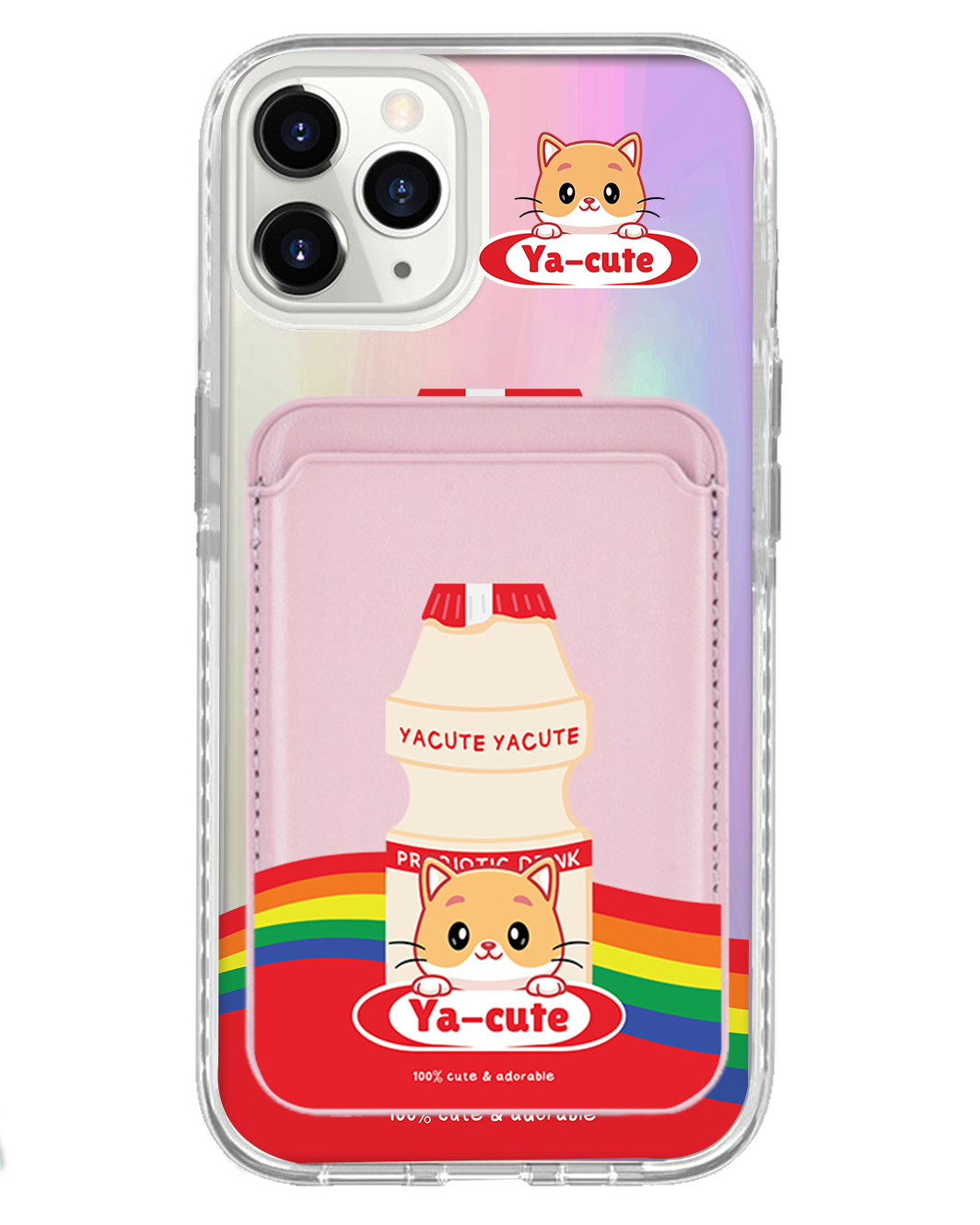 iPhone Magnetic Wallet Holo Case - Yacute Cat