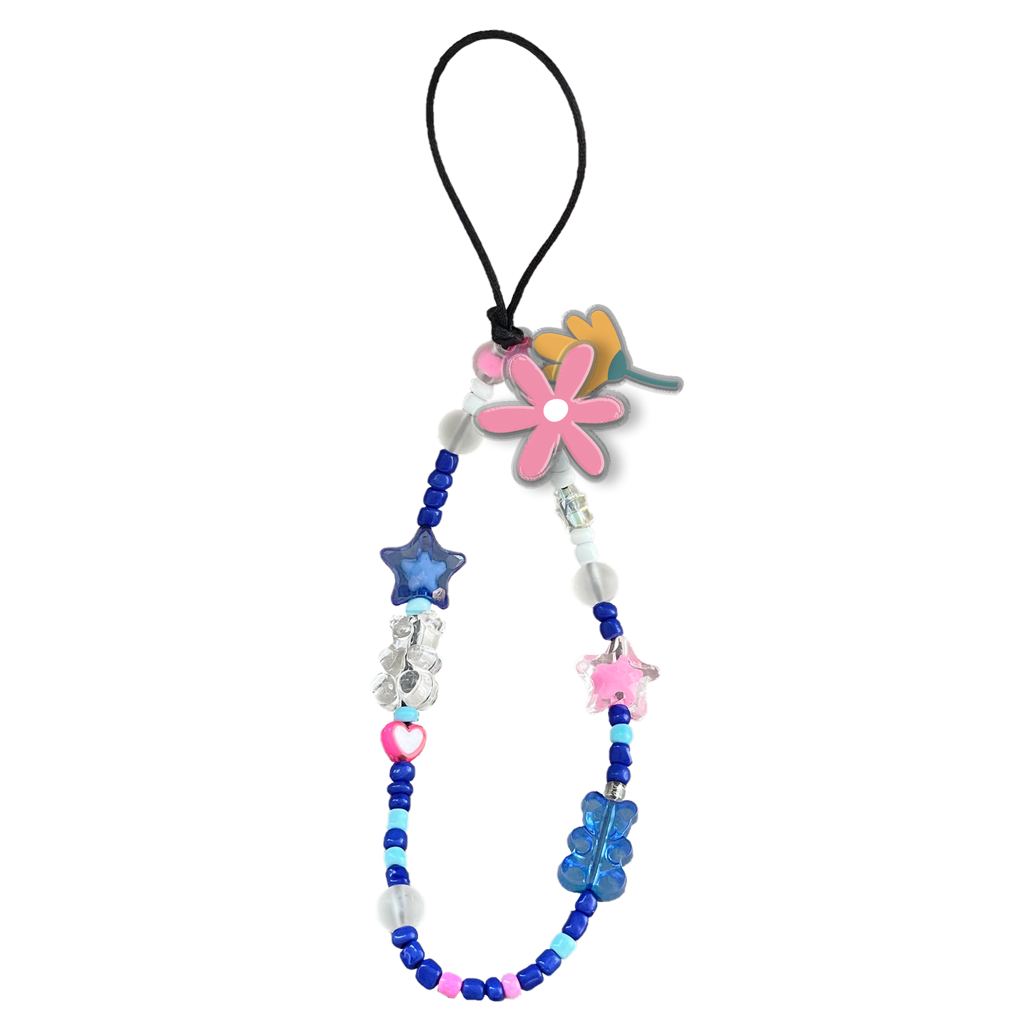 Beaded Strap with Acrylic Charm  - Abstract Flower 1.0