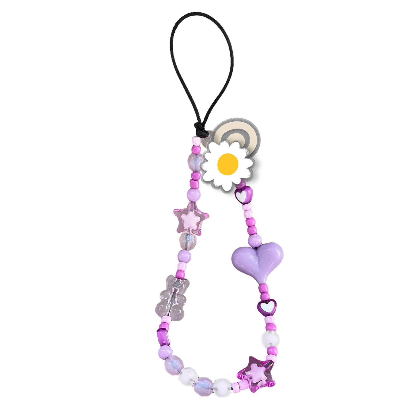 Beaded Strap with Acrylic Charm  - Abstract Flower 3.0