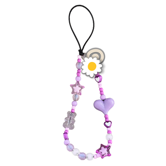 Beaded Strap with Acrylic Charm  - Abstract Flower 3.0