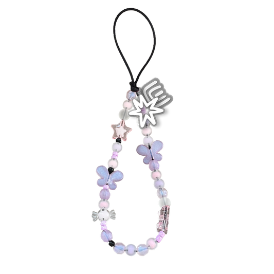 Beaded Strap with Acrylic Charm  - Abstract Flower 4.0