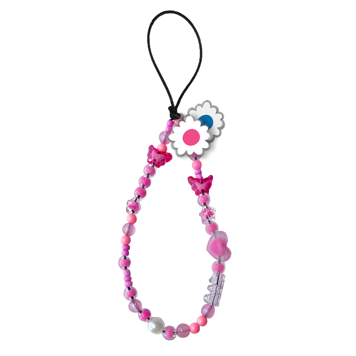 Beaded Strap with Acrylic Charm  - Abstract Flower 5.0