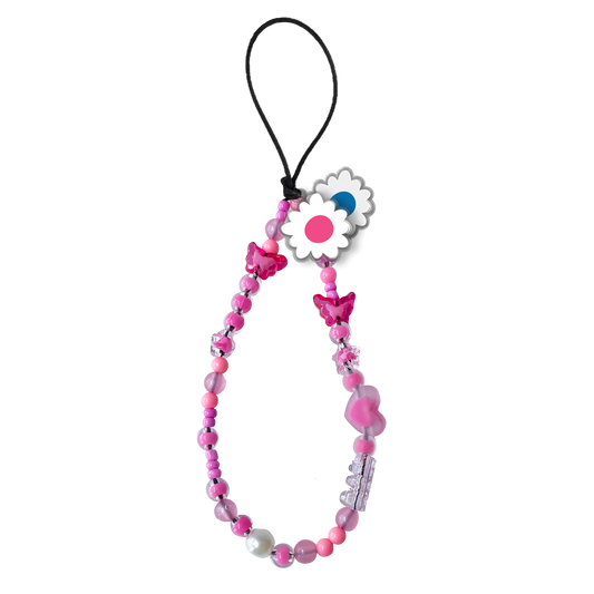 Beaded Strap with Acrylic Charm  - Abstract Flower 5.0